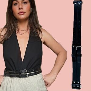 ✨ Double Buckle Leather Belt - Made in Canada Goth Punk